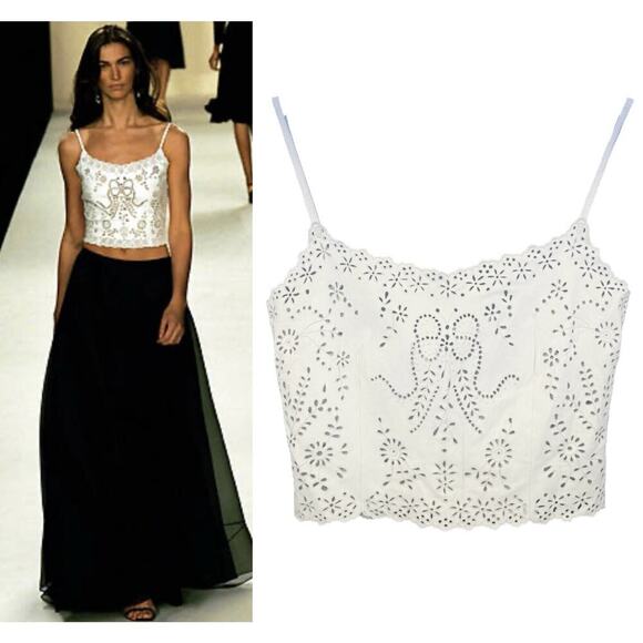 Ralph Lauren Tops - Ralph Lauren Collection Leather Corset Eyelet Crop Top Cami Vintage 2000 Runway
